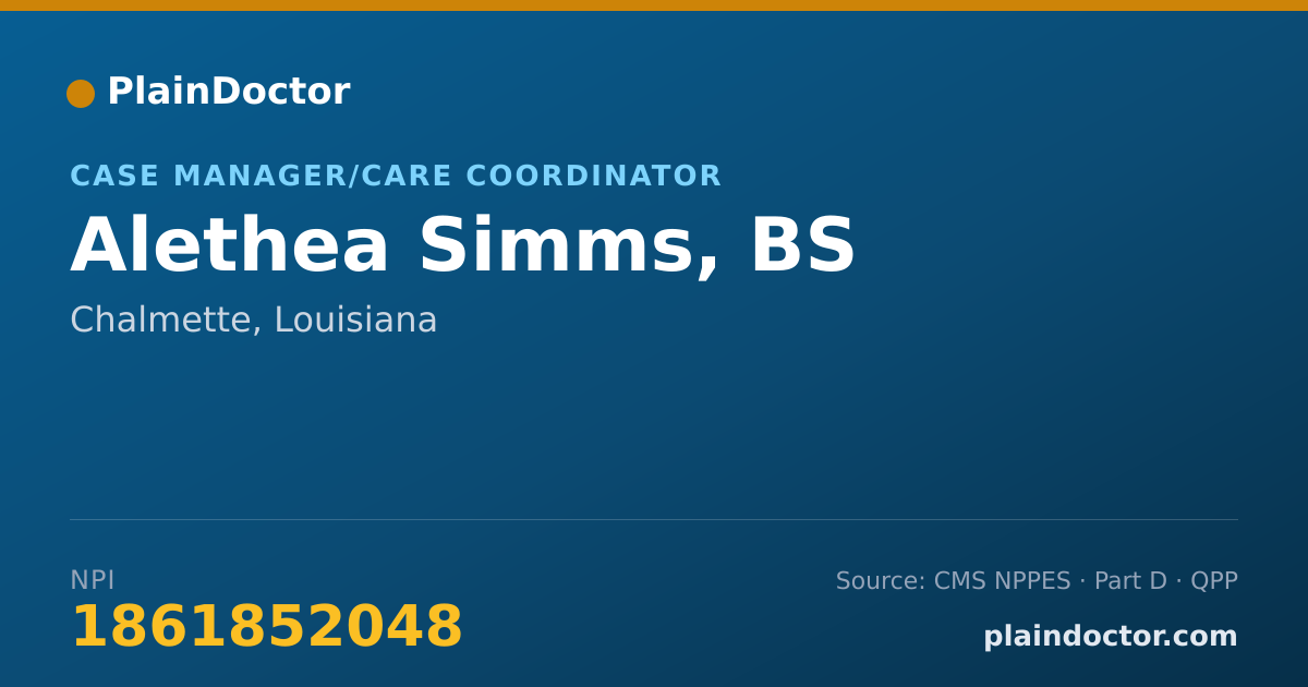 Shareable card for Alethea Simms, BS - Case Manager/Care Coordinator, Chalmette, LA