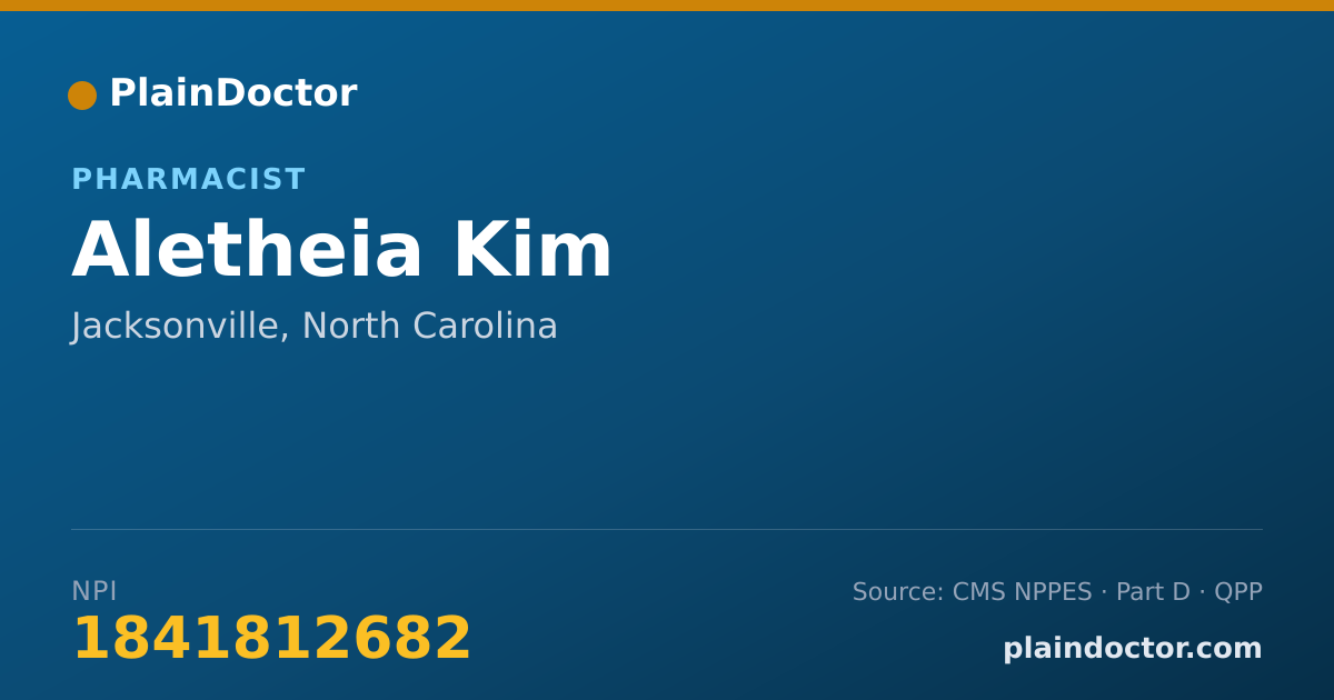 Shareable card for Aletheia Kim - Pharmacist, Jacksonville, NC