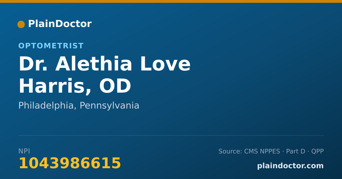 Shareable card for Alethia Love Harris, OD - Optometrist, Philadelphia, PA