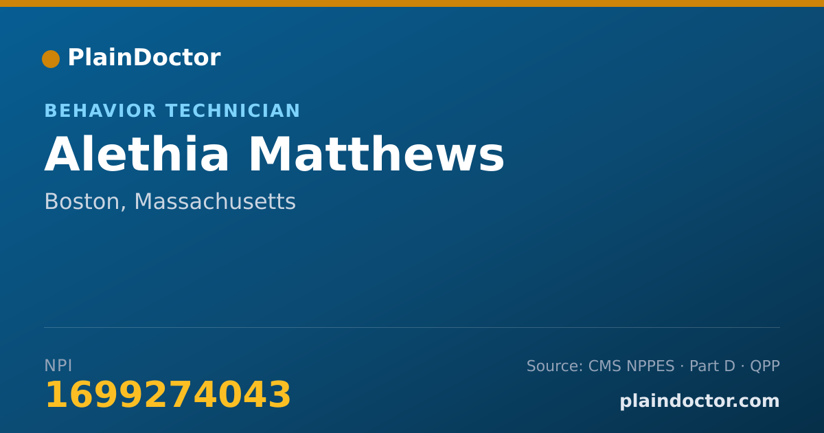 Shareable card for Alethia Matthews - Behavior Technician, Boston, MA