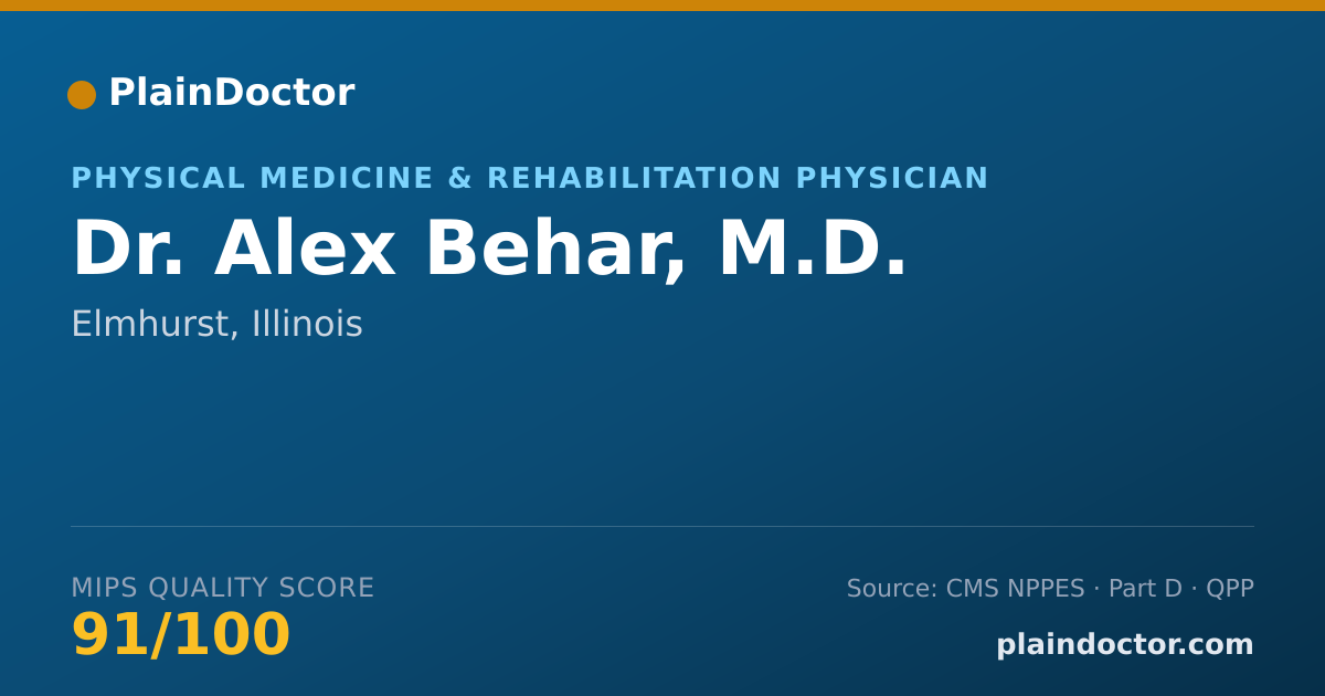 Shareable card for Alex Behar, M.D. - Physical Medicine & Rehabilitation Physician, Elmhurst, IL