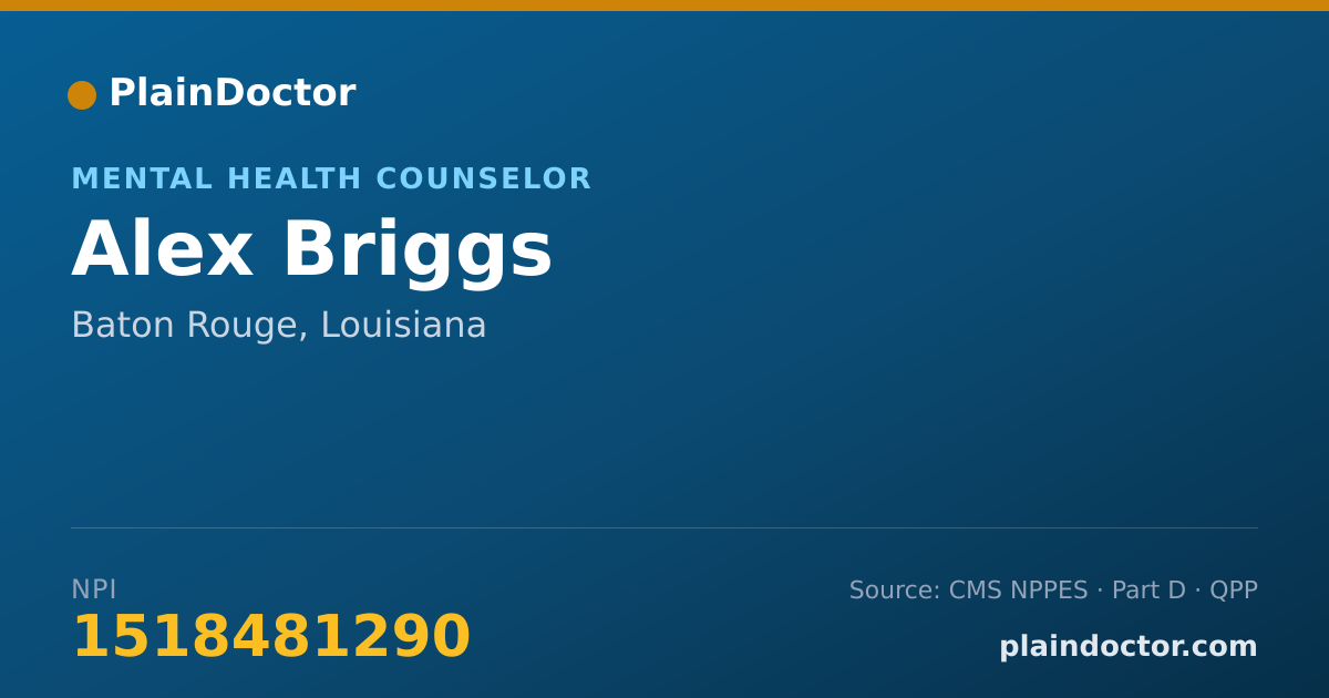 Shareable card for Alex Briggs - Mental Health Counselor, Baton Rouge, LA