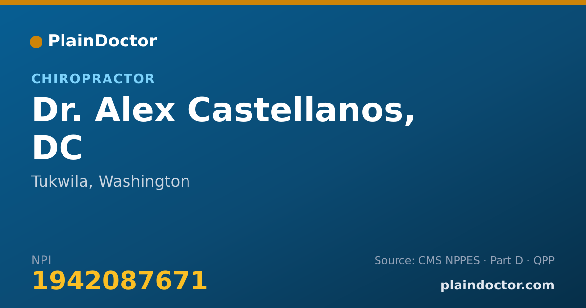 Shareable card for Alex Castellanos, DC - Chiropractor, Tukwila, WA