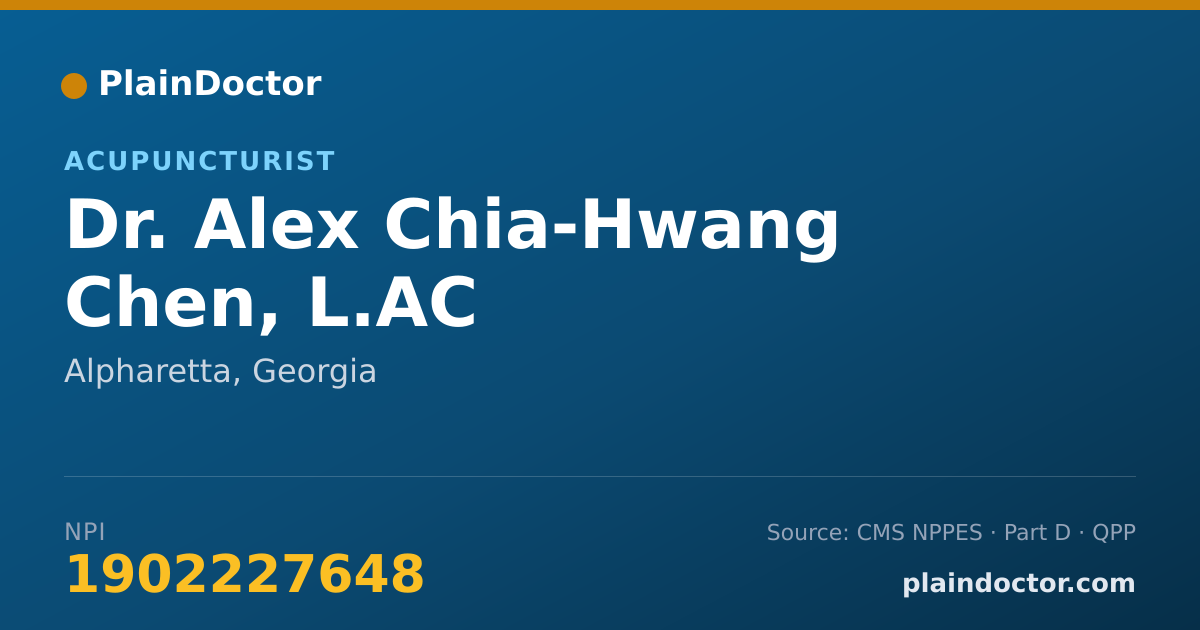 Shareable card for Alex Chia-Hwang Chen, L.AC - Acupuncturist, Alpharetta, GA