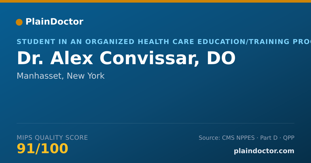 Shareable card for Alex Convissar, DO - Student in an Organized Health Care Education/Training Program, Manhasset, NY