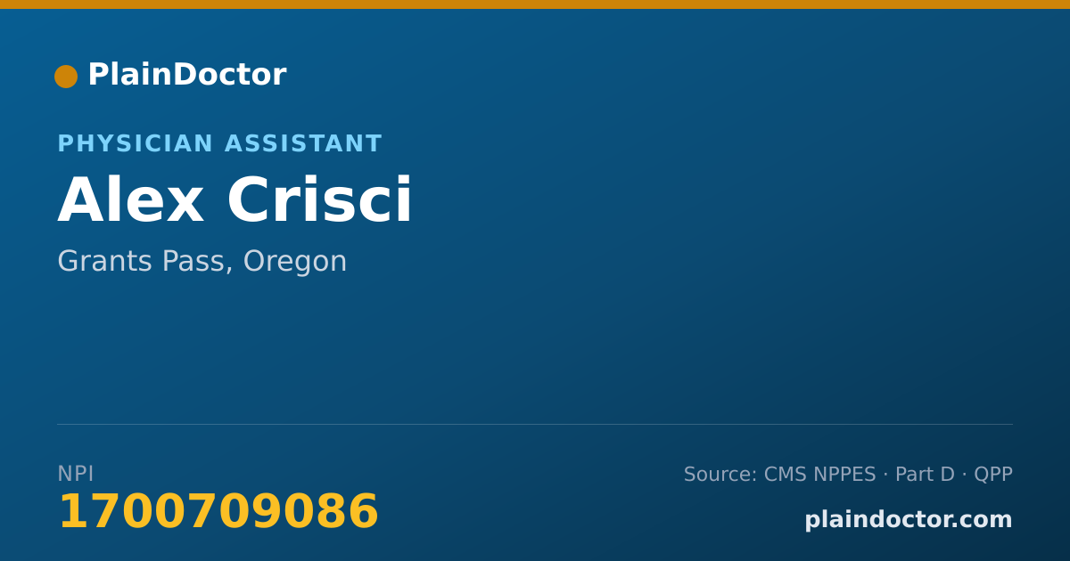 Shareable card for Alex Crisci - Physician Assistant, Grants Pass, OR