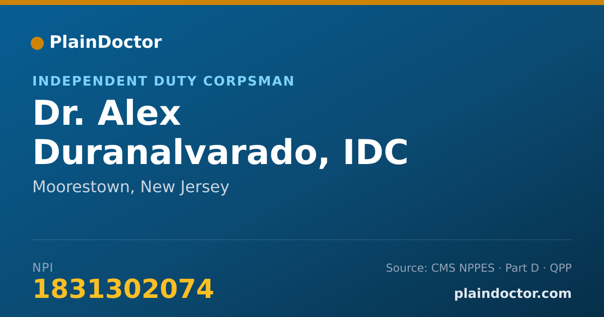 Shareable card for Alex Duranalvarado, IDC - Independent Duty Corpsman, Moorestown, NJ