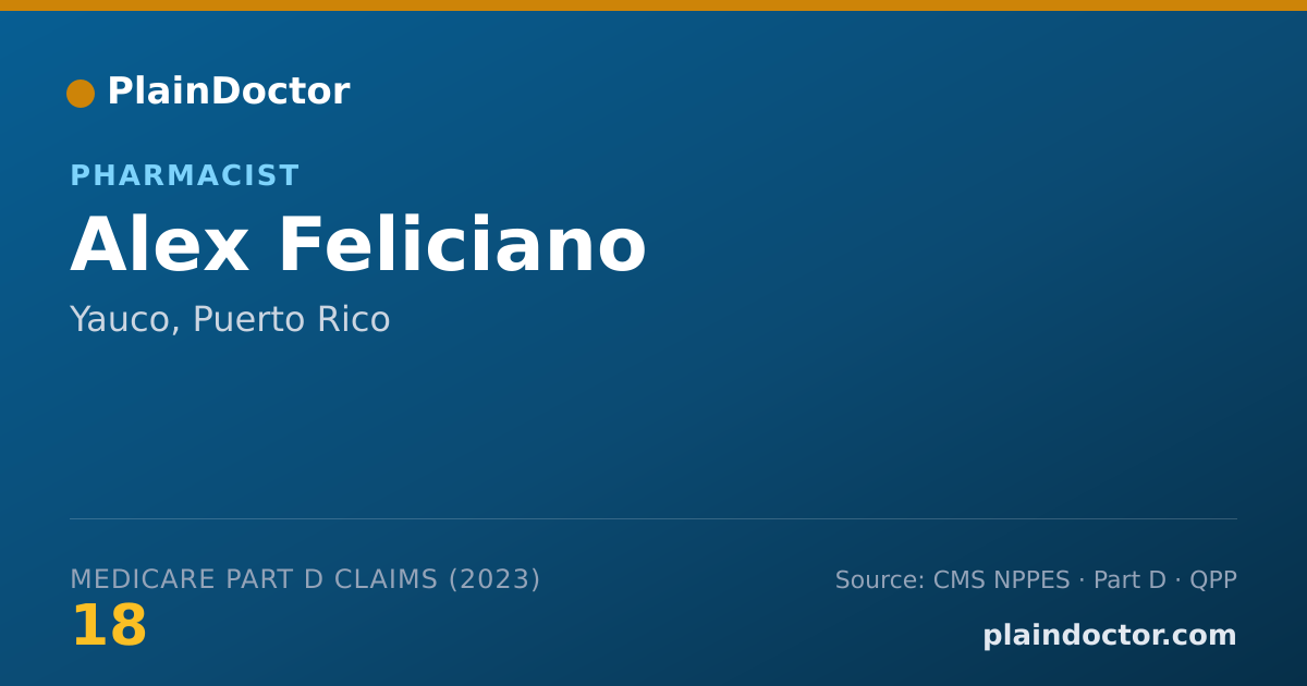 Shareable card for Alex Feliciano - Pharmacist, Yauco, PR