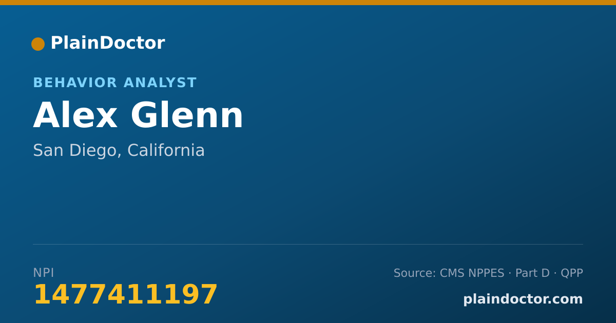 Shareable card for Alex Glenn - Behavior Analyst, San Diego, CA