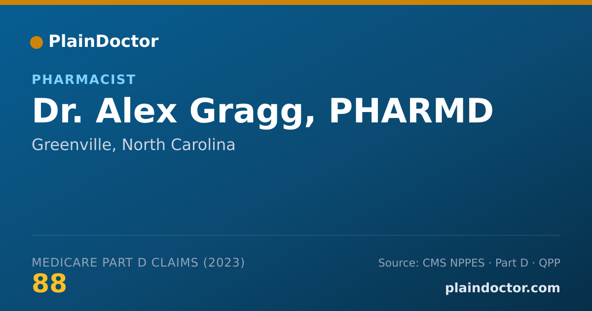 Shareable card for Alex Gragg, PHARMD - Pharmacist, Greenville, NC