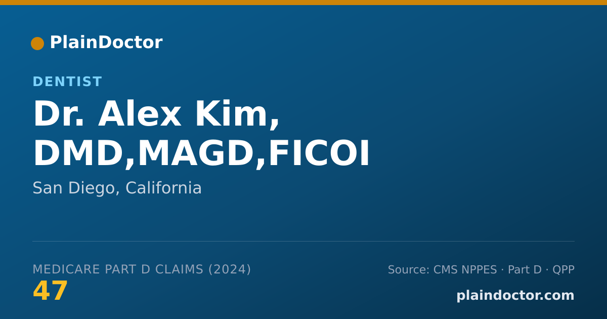 Shareable card for Alex Kim, DMD,MAGD,FICOI - Dentist, San Diego, CA