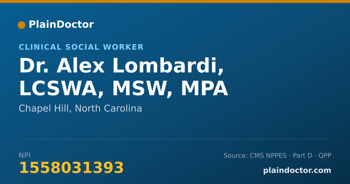 Shareable card for Alex Lombardi, LCSWA, MSW, MPA - Clinical Social Worker, Chapel Hill, NC