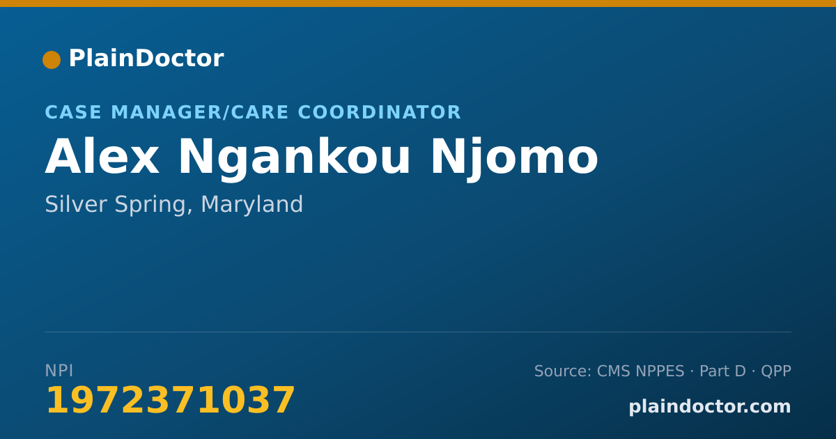 Shareable card for Alex Ngankou Njomo - Case Manager/Care Coordinator, Silver Spring, MD