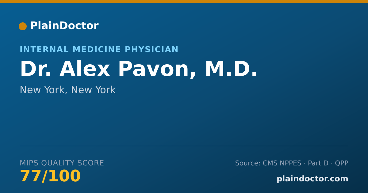 Shareable card for Alex Pavon, M.D. - Internal Medicine Physician, New York, NY