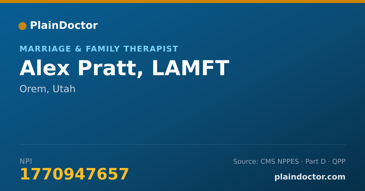 Shareable card for Alex Pratt, LAMFT - Marriage & Family Therapist, Orem, UT