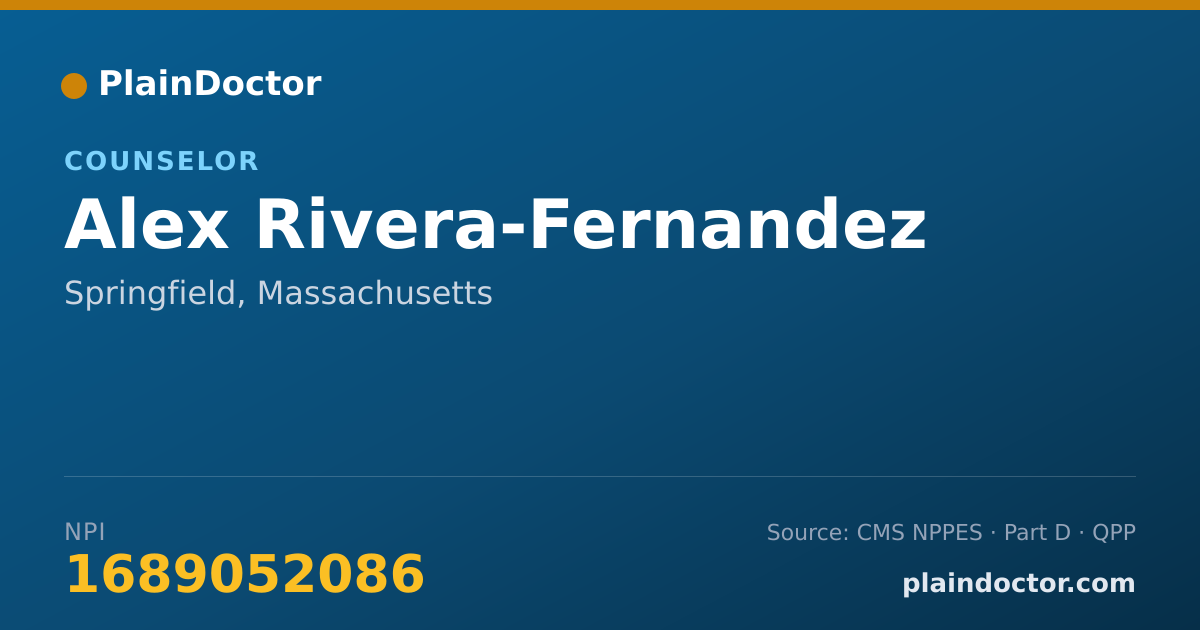 Shareable card for Alex Rivera-Fernandez - Counselor, Springfield, MA