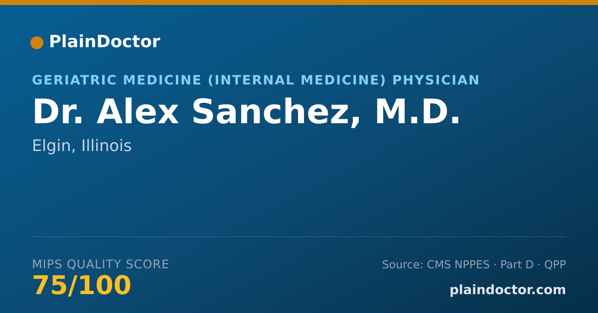 Shareable card for Alex Sanchez, M.D. - Geriatric Medicine (Internal Medicine) Physician, Elgin, IL