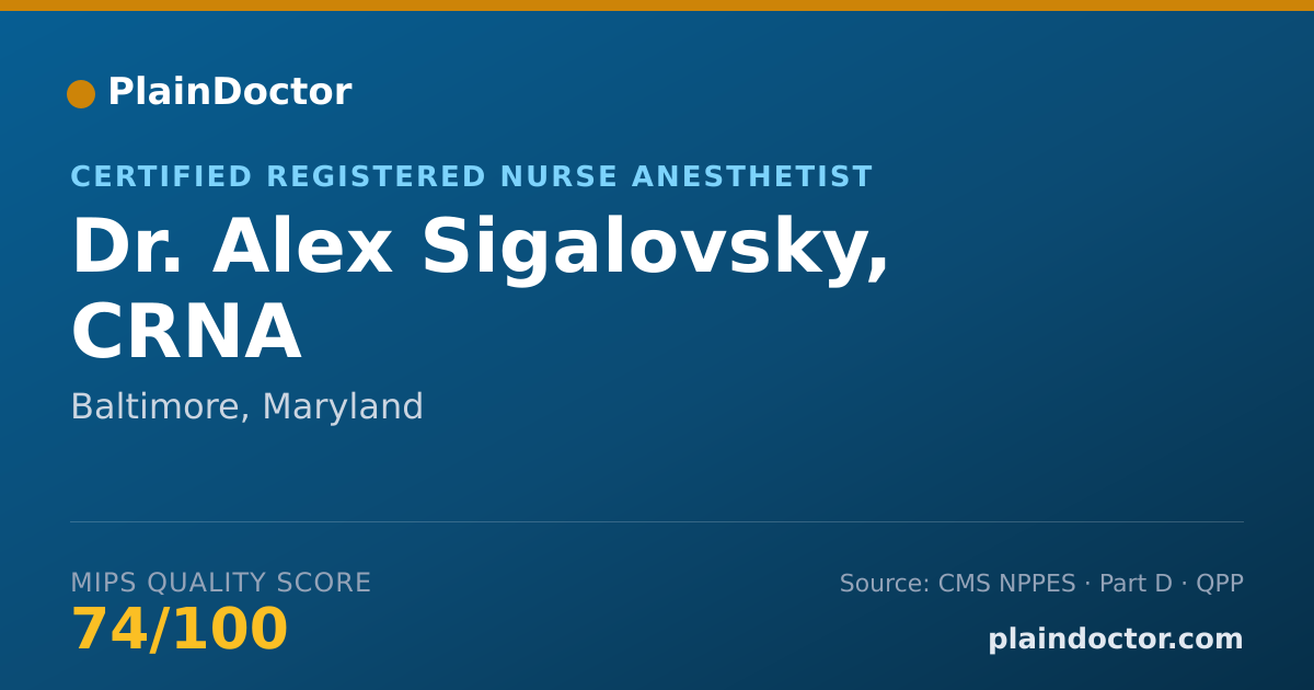 Shareable card for Alex Sigalovsky, CRNA - Certified Registered Nurse Anesthetist, Baltimore, MD