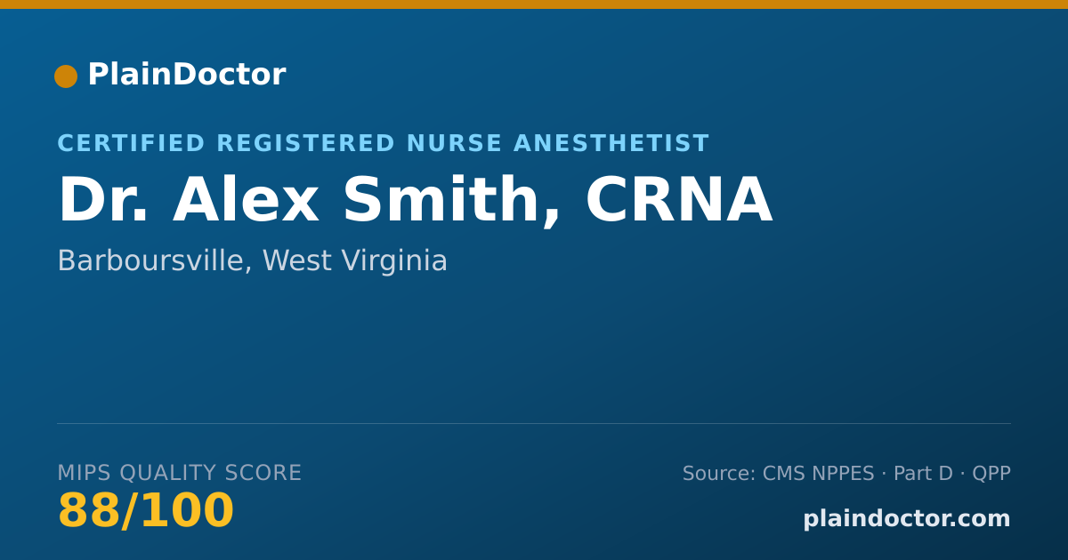 Shareable card for Alex Smith, CRNA - Certified Registered Nurse Anesthetist, Barboursville, WV