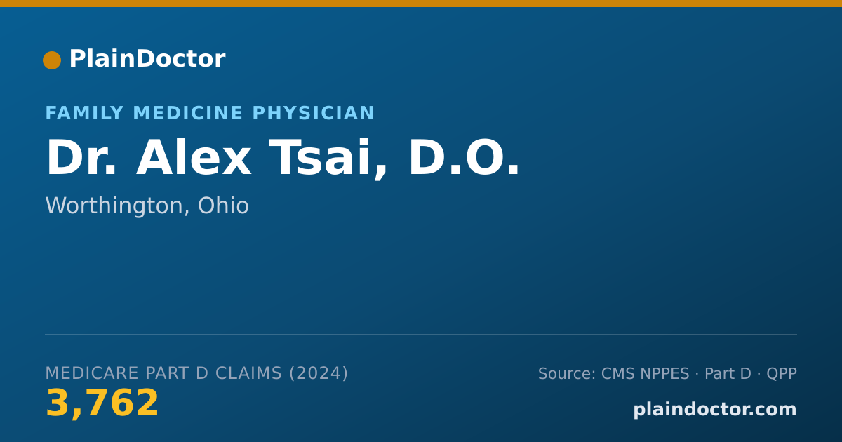Shareable card for Alex Tsai, D.O. - Family Medicine Physician, Worthington, OH