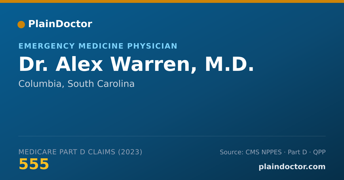 Shareable card for Alex Warren, M.D. - Emergency Medicine Physician, Columbia, SC