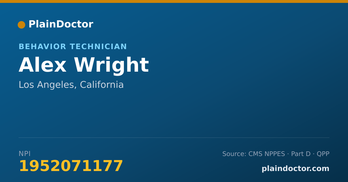 Shareable card for Alex Wright - Behavior Technician, Los Angeles, CA