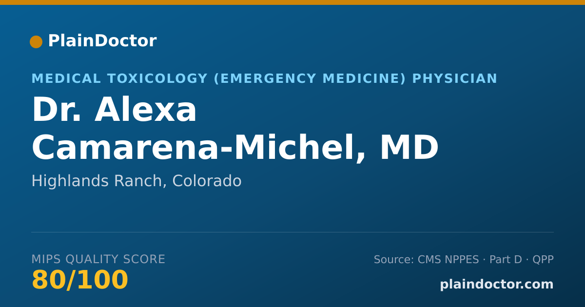 Shareable card for Alexa Camarena-Michel, MD - Medical Toxicology (Emergency Medicine) Physician, Highlands Ranch, CO