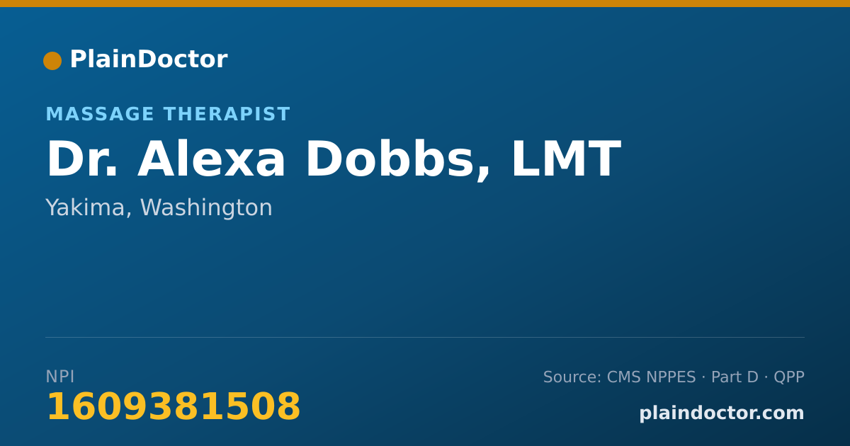 Shareable card for Alexa Dobbs, LMT - Massage Therapist, Yakima, WA