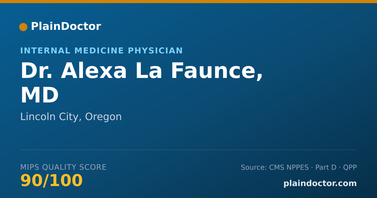 Shareable card for Alexa La Faunce, MD - Internal Medicine Physician, Lincoln City, OR