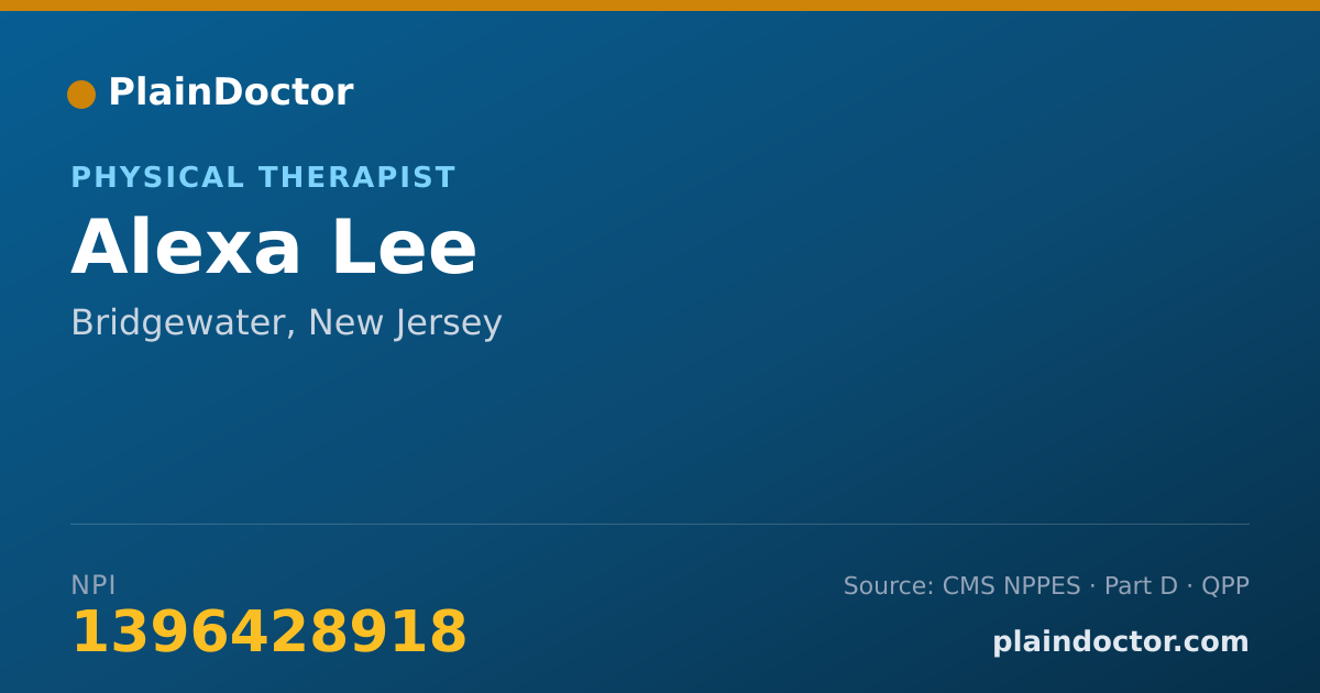 Shareable card for Alexa Lee - Physical Therapist, Bridgewater, NJ