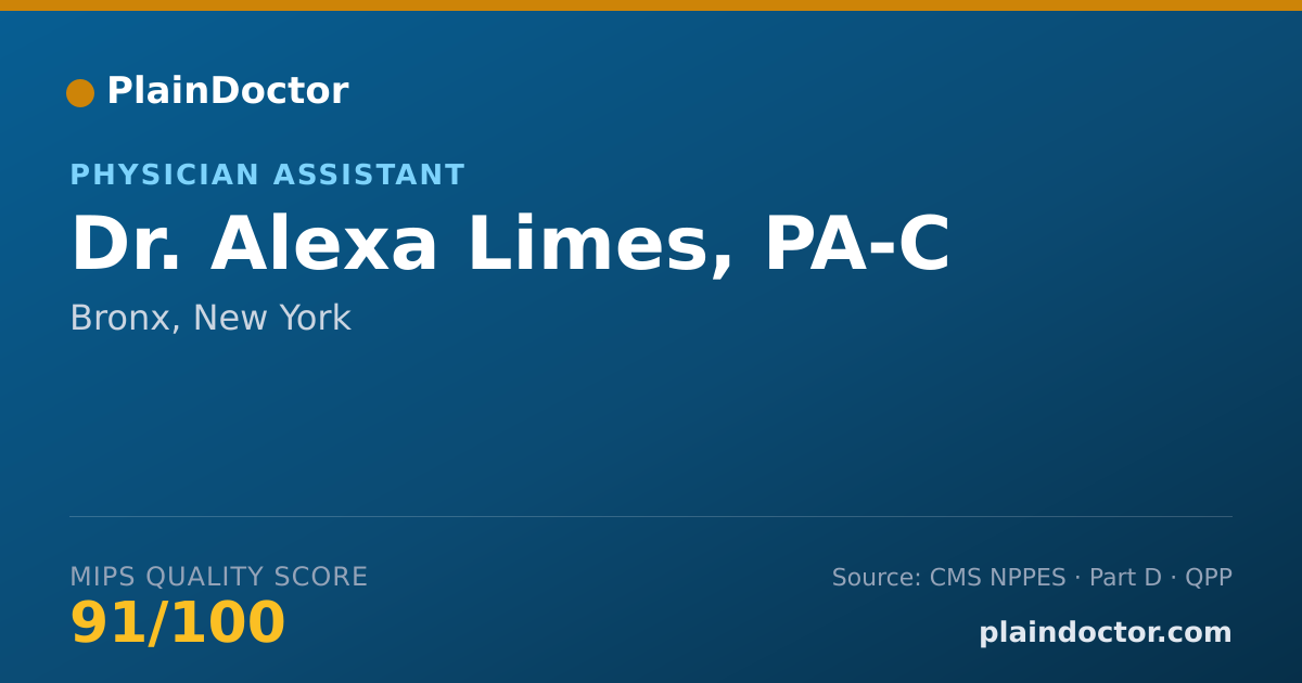 Shareable card for Alexa Limes, PA-C - Physician Assistant, Bronx, NY