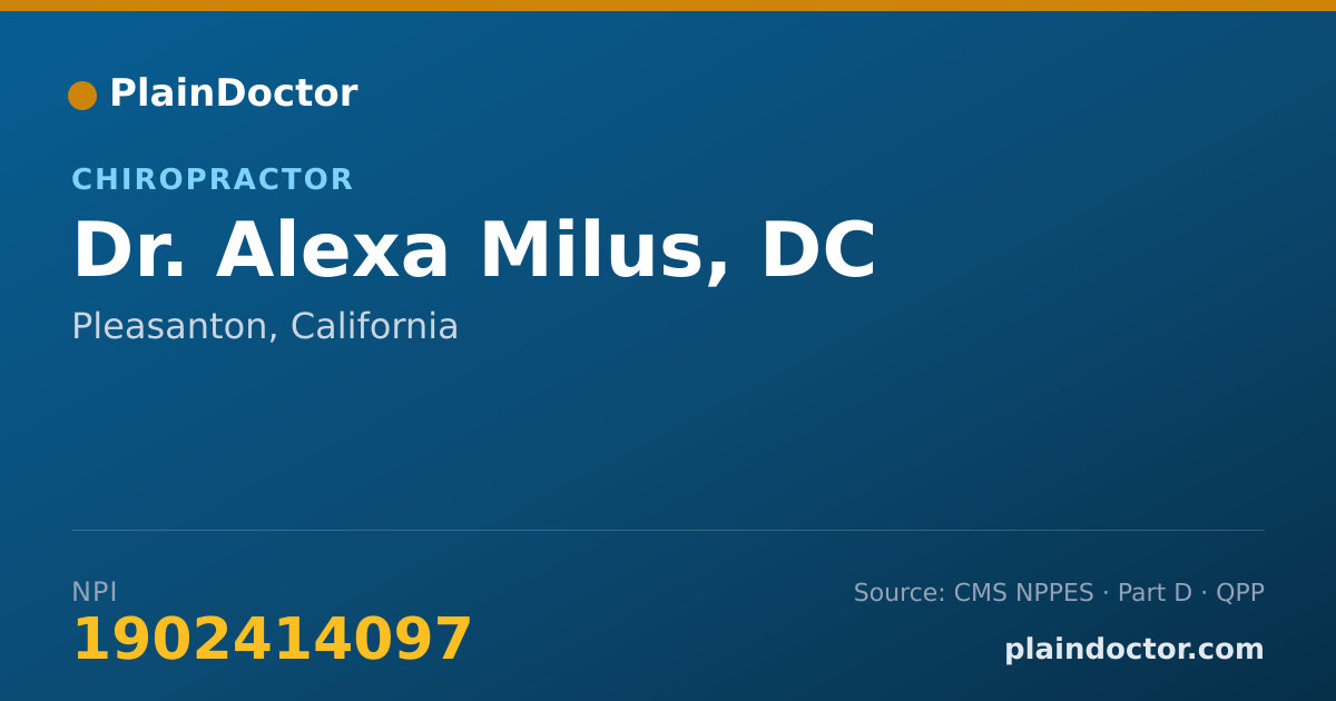 Shareable card for Alexa Milus, DC - Chiropractor, Pleasanton, CA