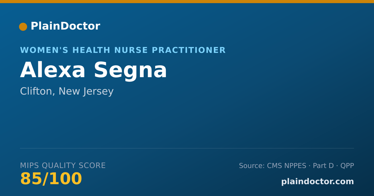 Shareable card for Alexa Segna - Women's Health Nurse Practitioner, Clifton, NJ