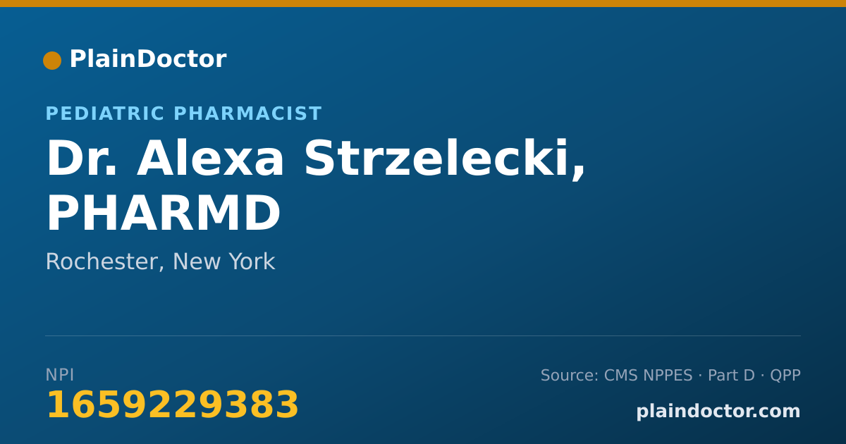 Shareable card for Alexa Strzelecki, PHARMD - Pediatric Pharmacist, Rochester, NY