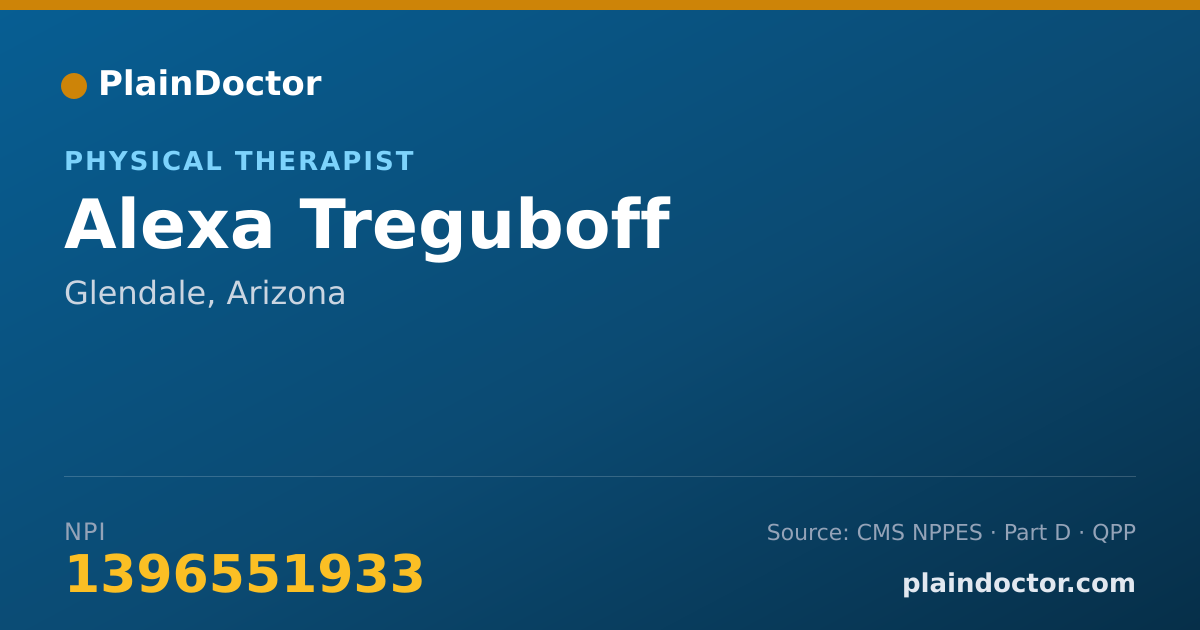 Shareable card for Alexa Treguboff - Physical Therapist, Glendale, AZ