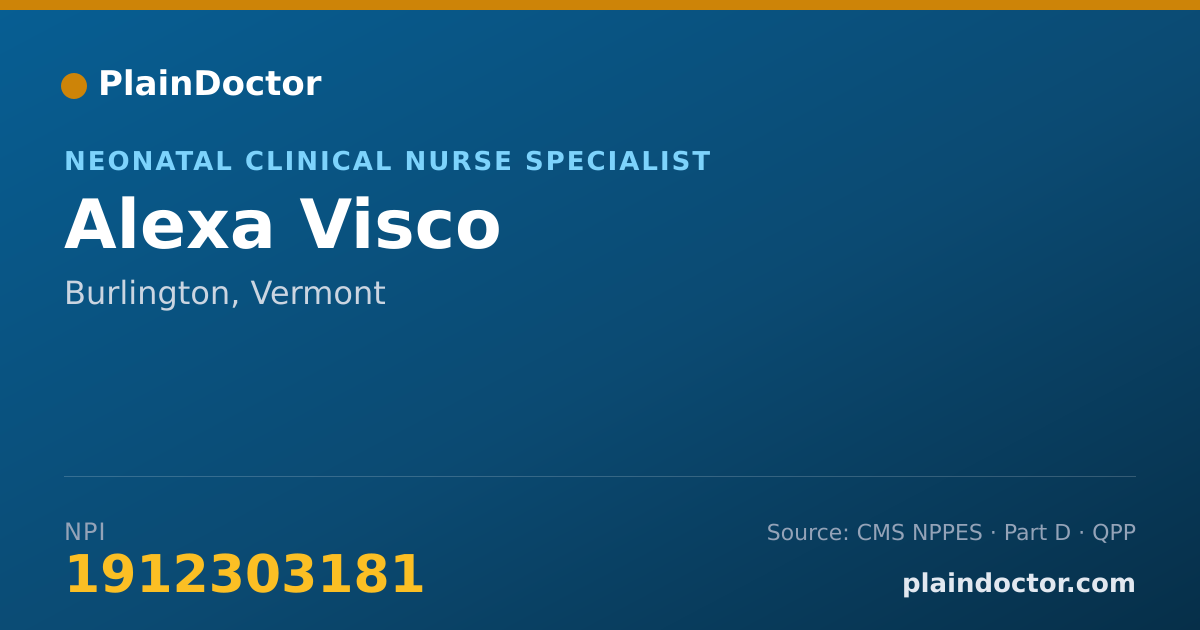 Shareable card for Alexa Visco - Neonatal Clinical Nurse Specialist, Burlington, VT