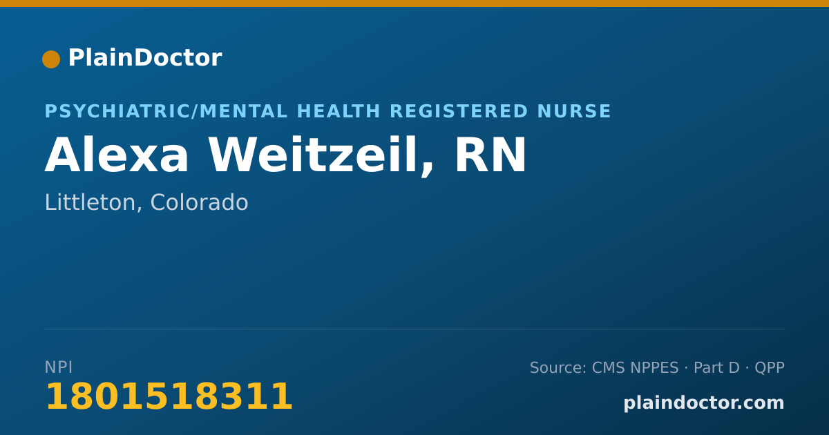 Shareable card for Alexa Weitzeil, RN - Psychiatric/Mental Health Registered Nurse, Littleton, CO