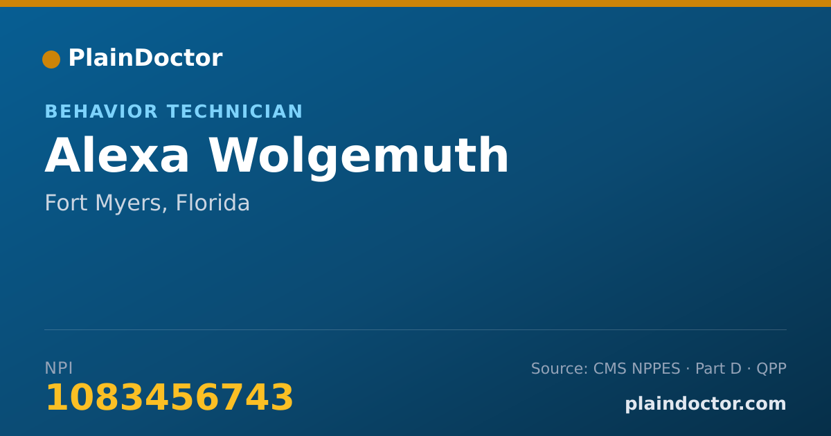 Shareable card for Alexa Wolgemuth - Behavior Technician, Fort Myers, FL