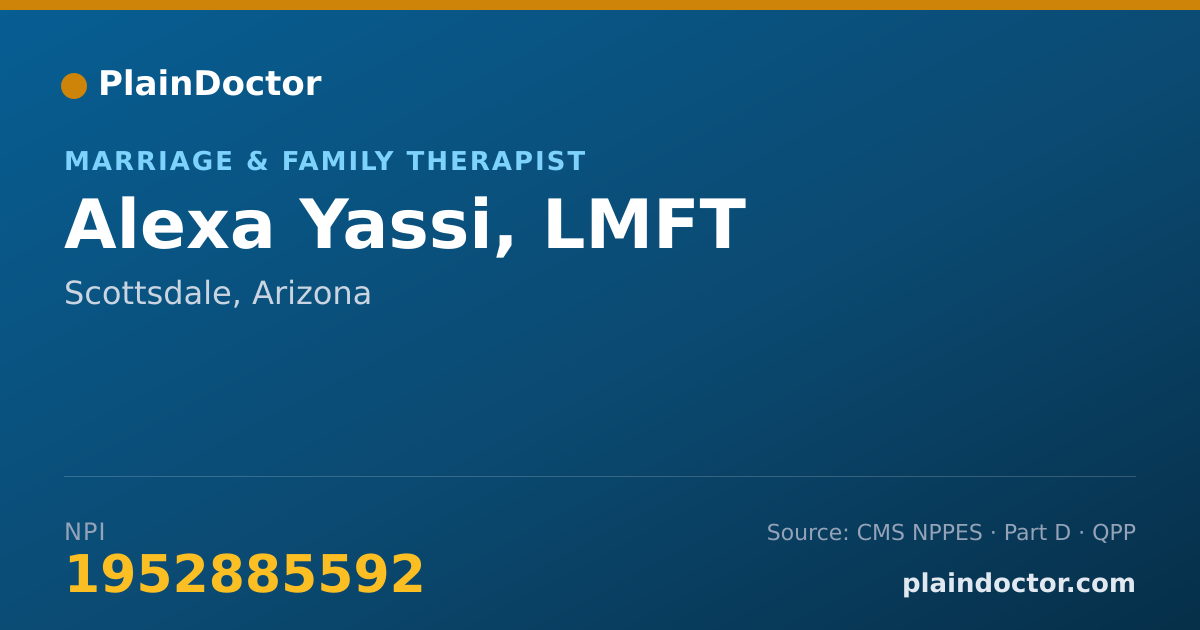 Shareable card for Alexa Yassi, LMFT - Marriage & Family Therapist, Scottsdale, AZ