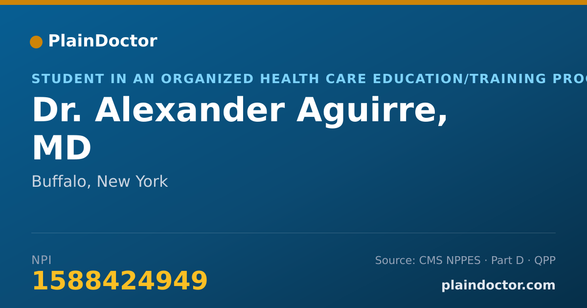 Shareable card for Alexander Aguirre, MD - Student in an Organized Health Care Education/Training Program, Buffalo, NY
