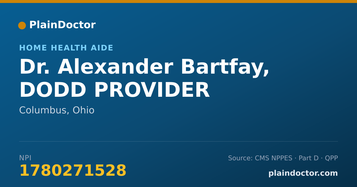 Shareable card for Alexander Bartfay, DODD PROVIDER - Home Health Aide, Columbus, OH