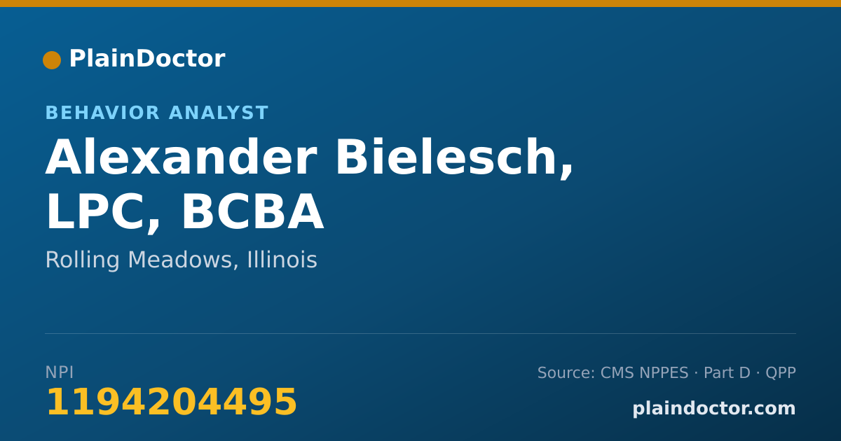 Shareable card for Alexander Bielesch, LPC, BCBA - Behavior Analyst, Rolling Meadows, IL