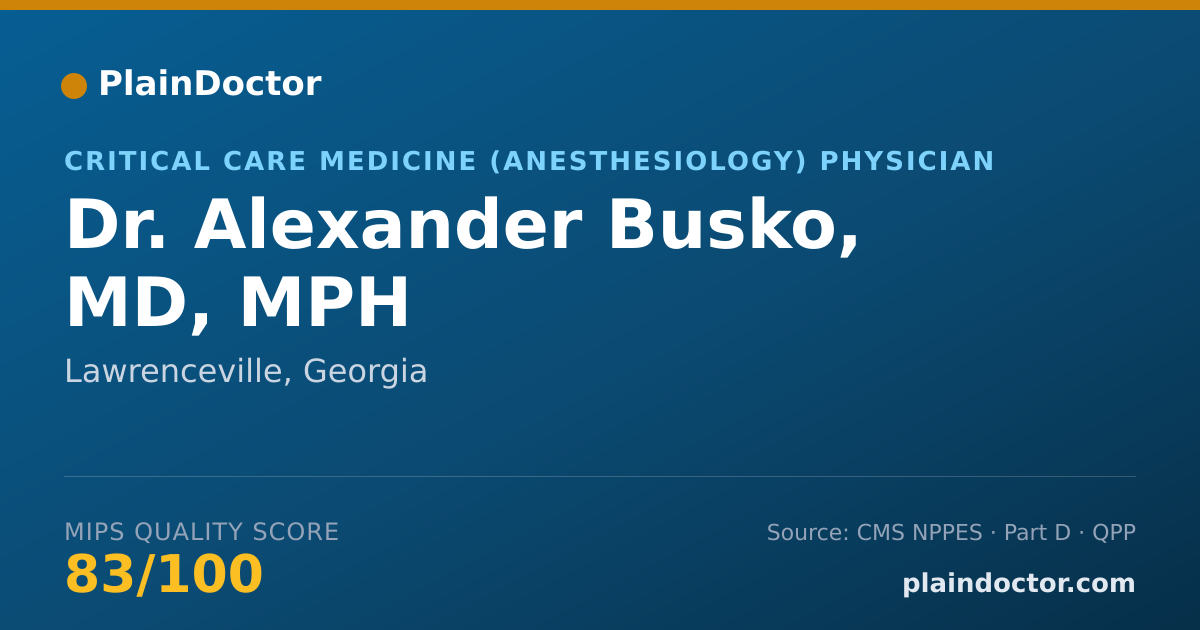 Shareable card for Alexander Busko, MD, MPH - Emergency Medicine Physician, Lawrenceville, GA