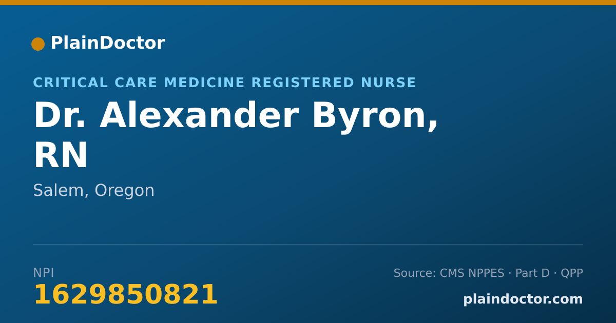 Shareable card for Alexander Byron, RN - Critical Care Medicine Registered Nurse, Salem, OR
