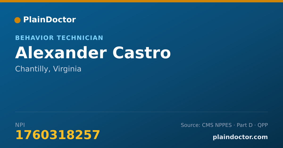 Shareable card for Alexander Castro - Behavior Technician, Chantilly, VA