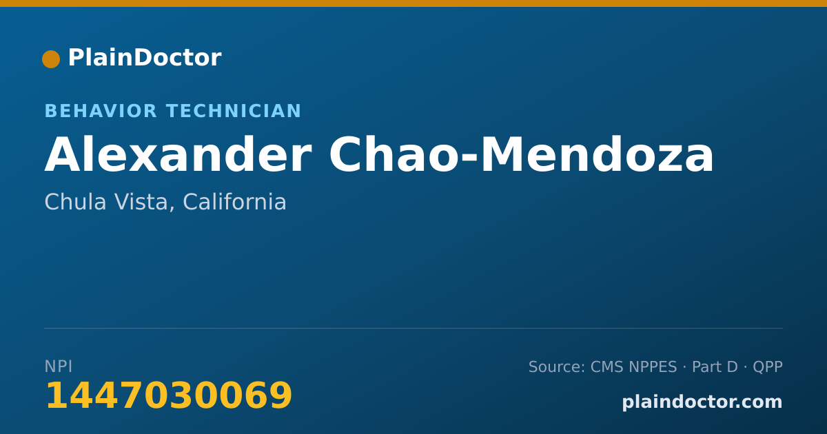 Shareable card for Alexander Chao-Mendoza - Behavior Technician, Chula Vista, CA