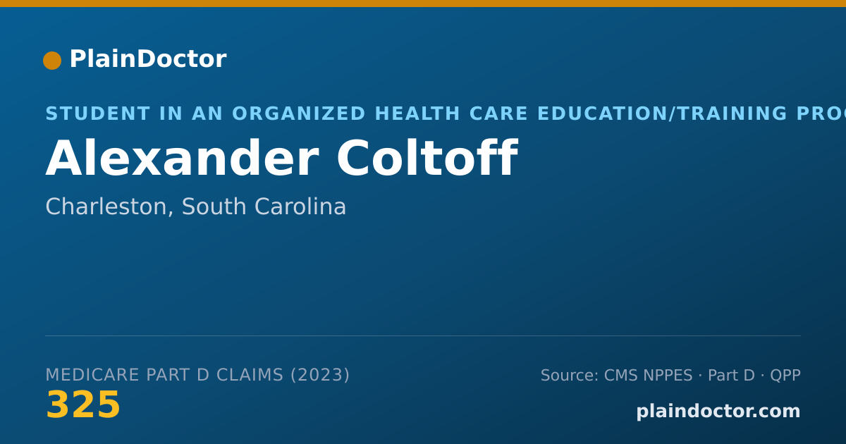 Shareable card for Alexander Coltoff - Student in an Organized Health Care Education/Training Program, Charleston, SC