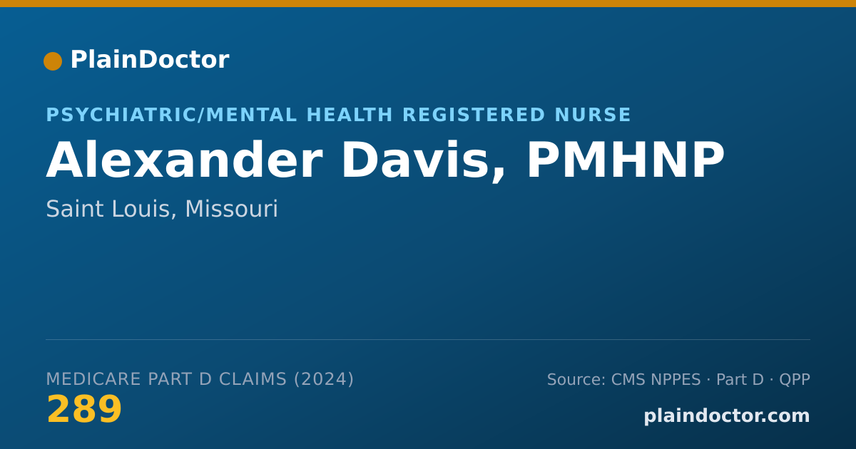 Shareable card for Alexander Davis, PMHNP - Psychiatric/Mental Health Registered Nurse, Saint Louis, MO