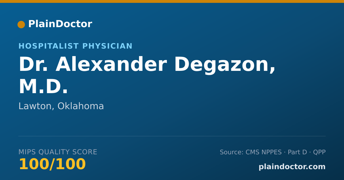 Shareable card for Alexander Degazon, M.D. - Hospitalist Physician, Lawton, OK