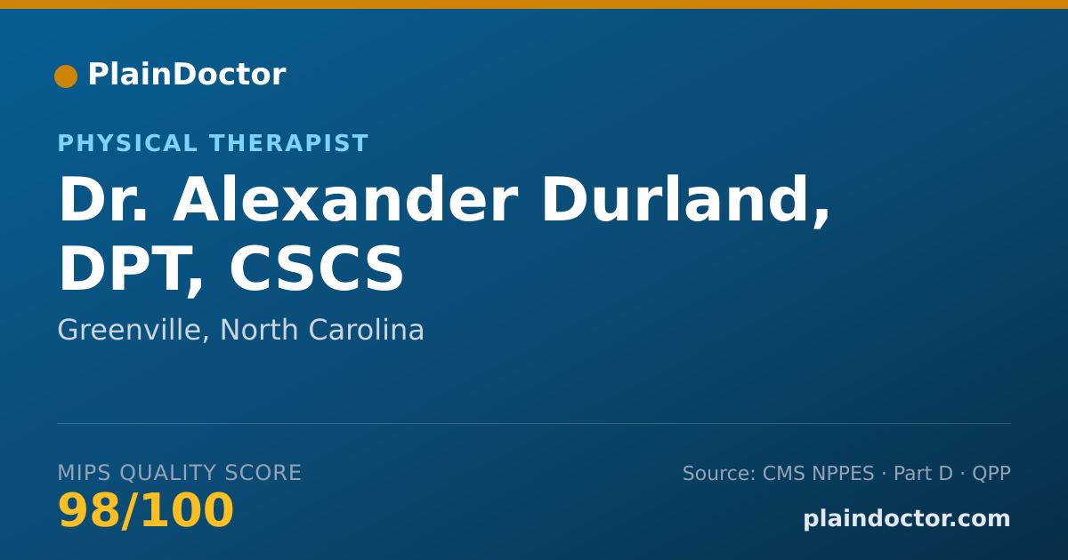 Shareable card for Alexander Durland, DPT, CSCS - Physical Therapist, Greenville, NC